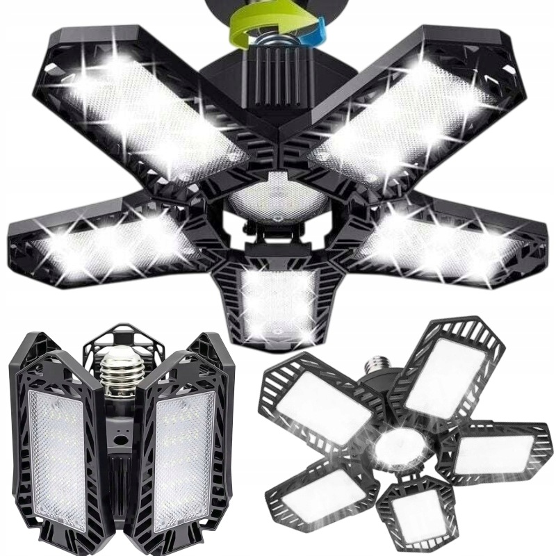 Mocna Lampa Warsztatowa Do Garażu Sufitowa Robocza Żarówka Led E27 Składana