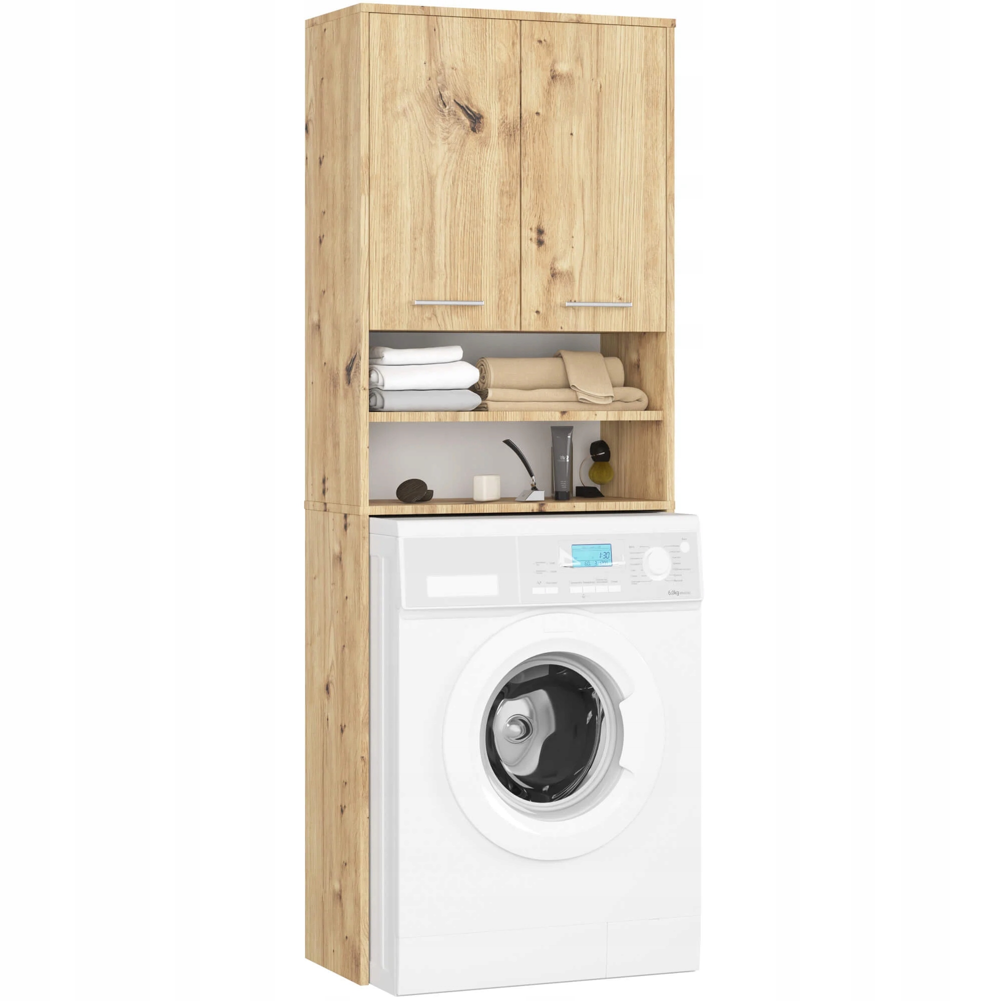 Koupelnový sloupek Fin Dub Artisan 64x180 cm 2 dveře 4 police