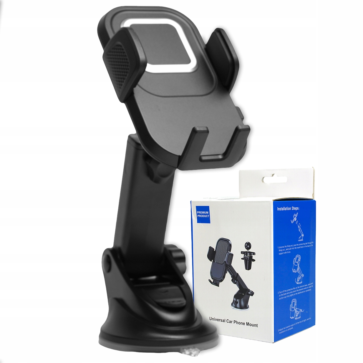 Uchwyt Na Telefon Do Samochodu Mocny Na Kokpit Szybę Deskę Z Przyssawką