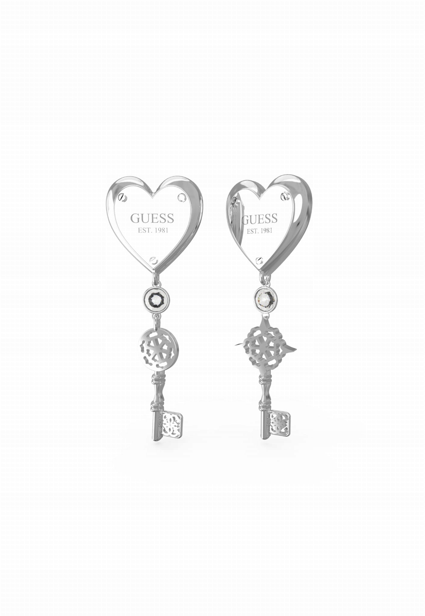 Náušnice Guess All You Need Is Love Srdce a klíč ocel ušlechtilá tyčinka