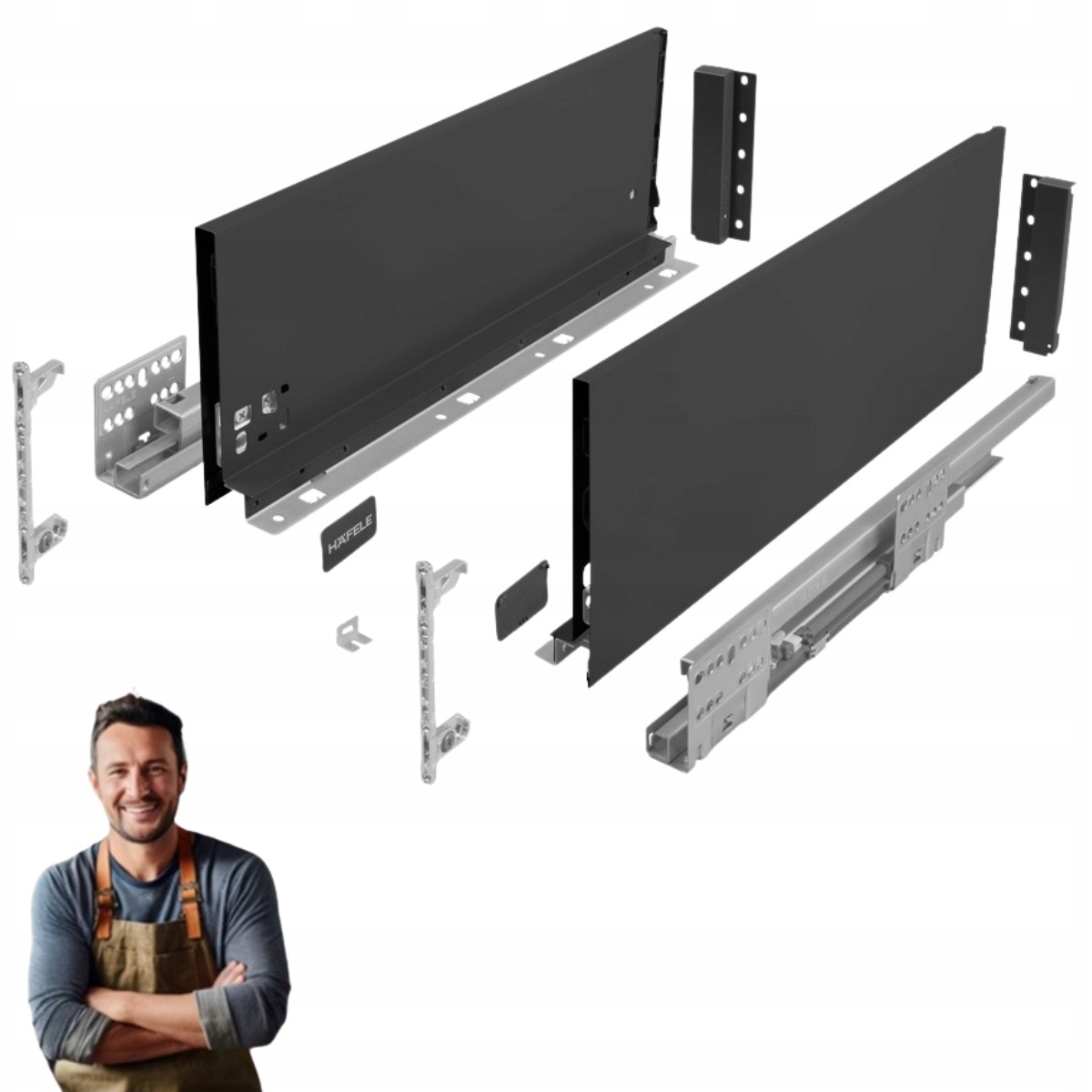Šuplík Hafele Matrix Slim 550 mm H-167 35 kg 514.14.226 Tenká Antracit