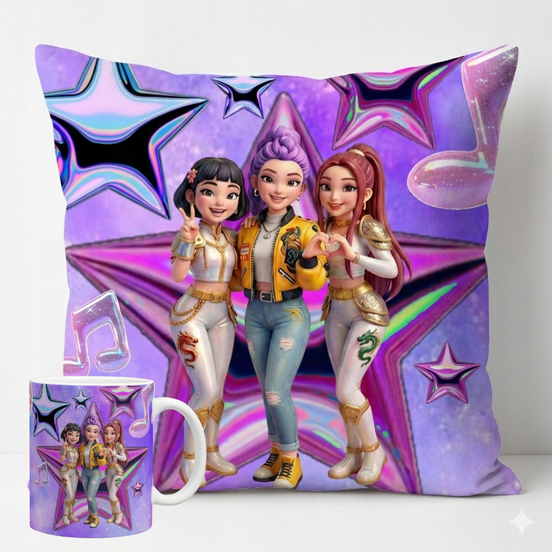 Poduszka +kubek Demon Hunters Łowczynie Kpop