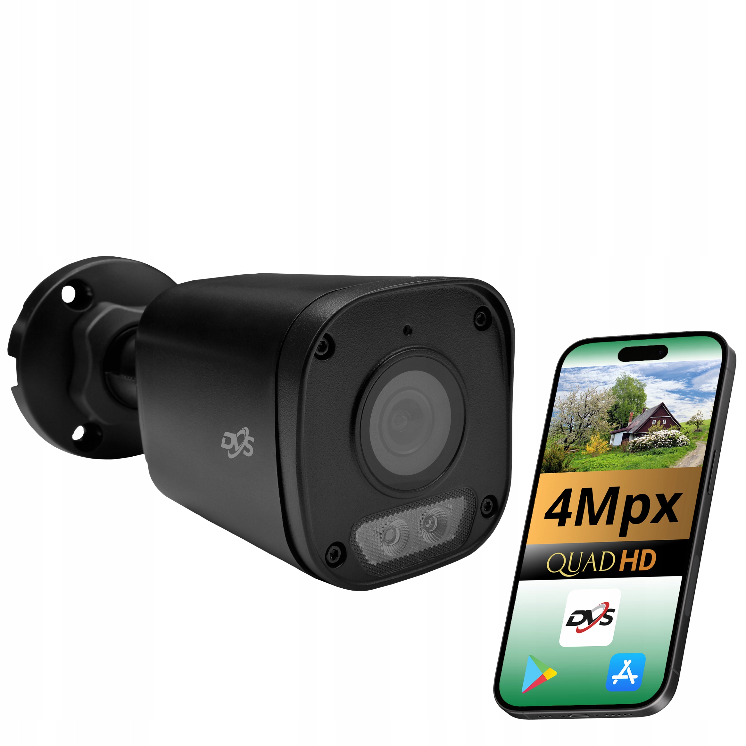 Venkovní Černá Kamera Pro Monitorování Domu 4MPX Ip Poe Tuba Dvs