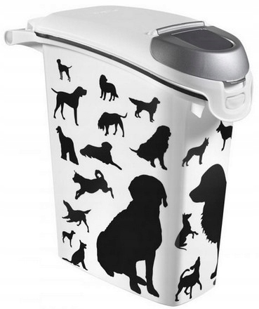 Zásobník na cca 10 kg suchého krmiva pro psy Curver Pet Life bíločerný 23 L