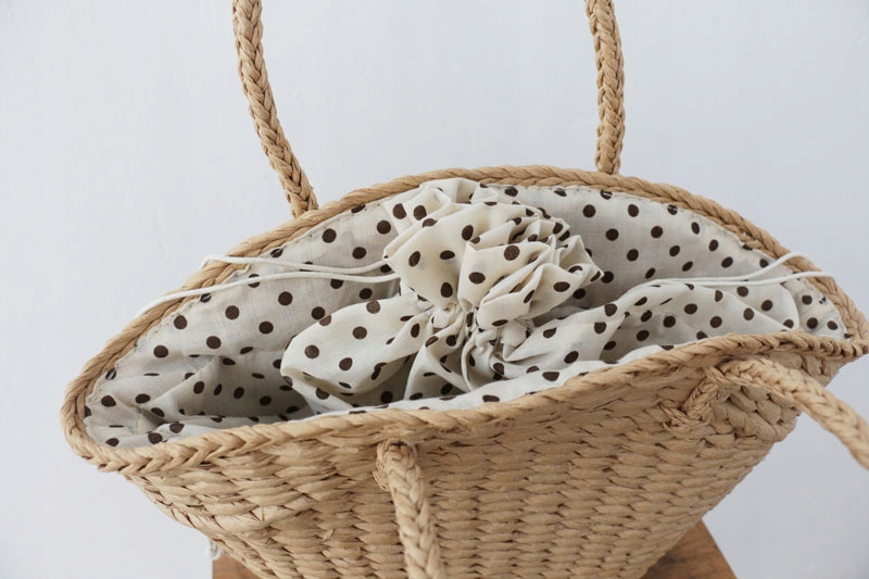 TOREBKA SŁOMKOWA WIKLINOWA KOSZYK NA RAMIĘ BEŻOWA Z WORKIEM Płeć kobieta