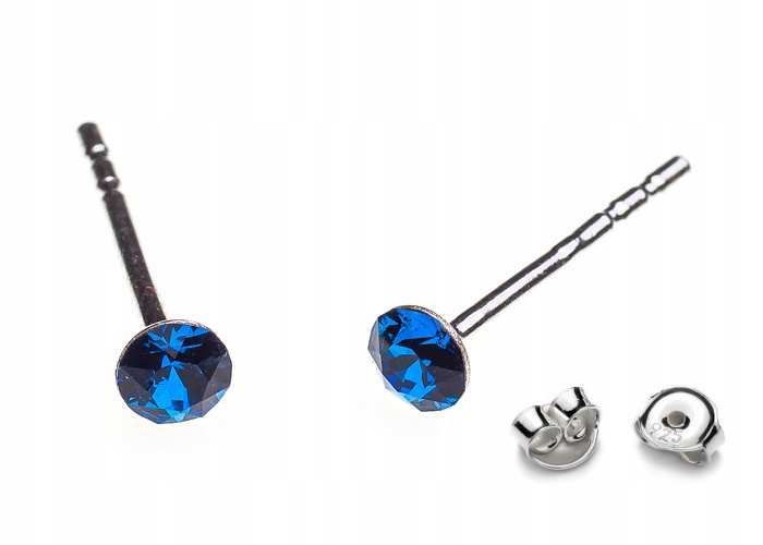 

Srebrne Kolczyki 925 z kr. Swarovski Chaton 3mm Cb