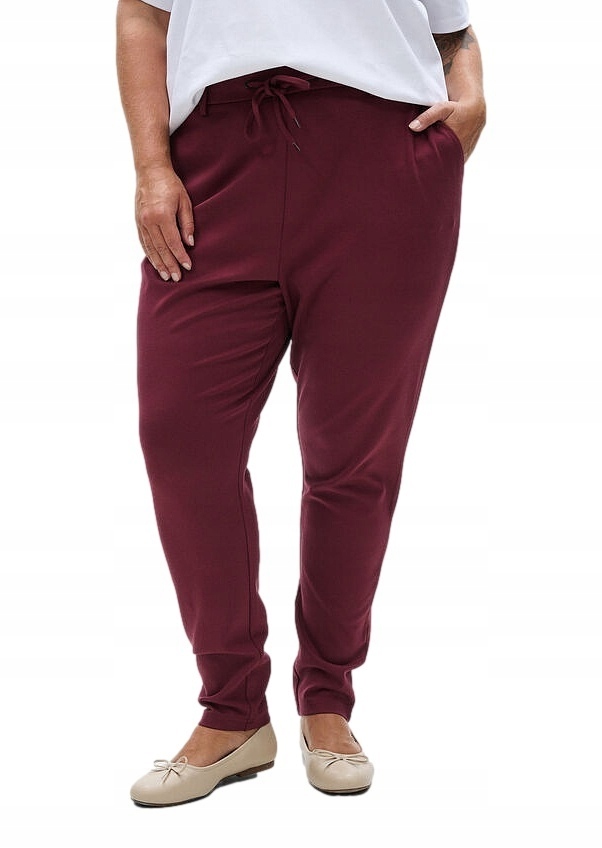 Zizzi Plus Size Teplákové Pletené Doutníkové Kalhoty Vínové 006A 60