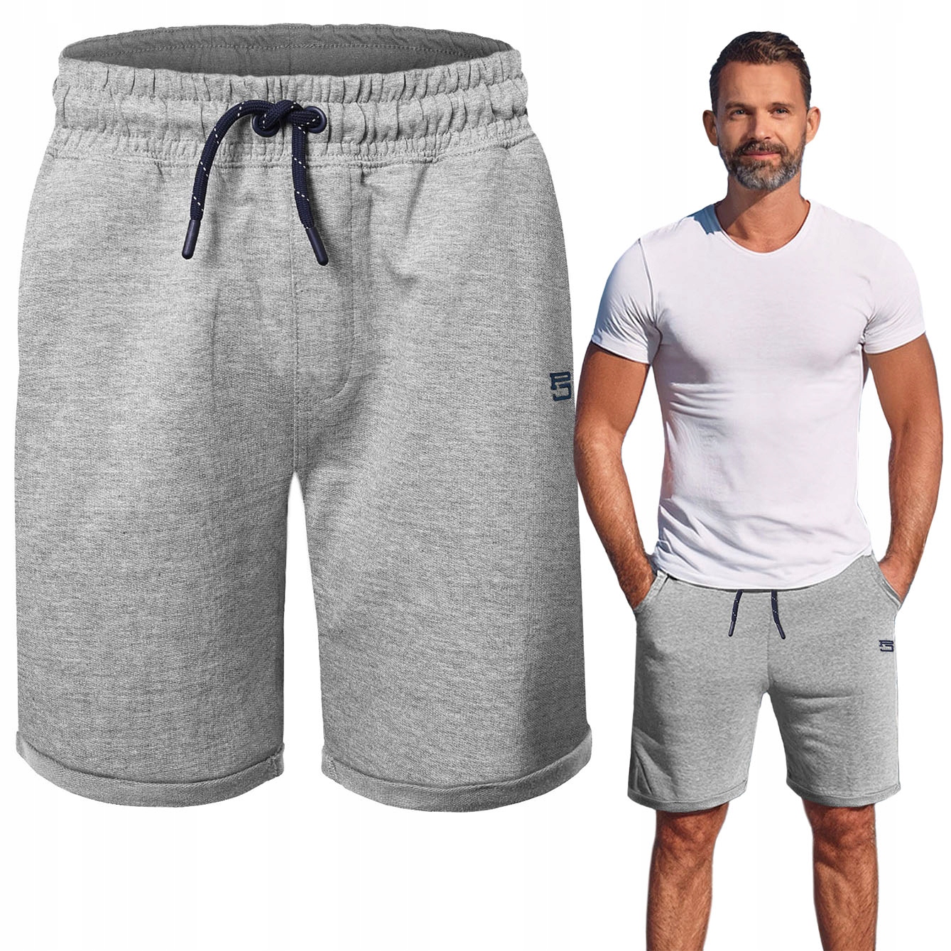 Krátké Kraťasy Pánské teplákové kalhoty Lake Šedé Melanž 3XL Pako Jeans