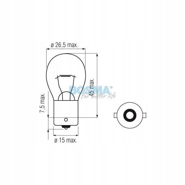 

Żarówka P21W 12V BA15S Single Box Kartonik