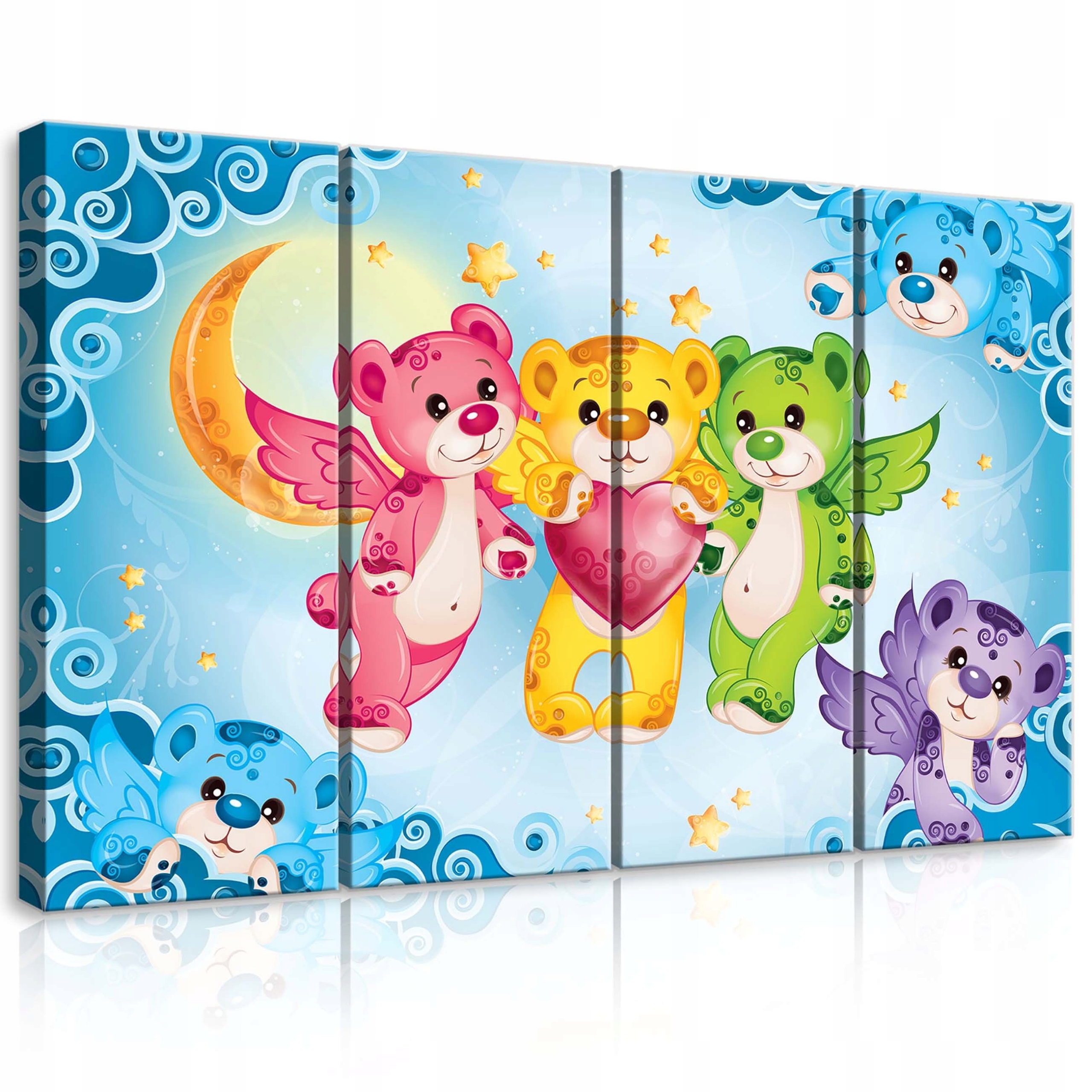 Obraz 120x80 Pohádkové medvídky okřídlení přátelé hvězdy měsíc pokoj