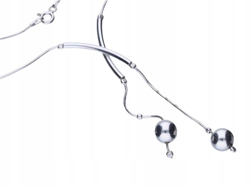 Stříbrný náhrdelník 925 kravata s kuličkami a přívěskem jako dárek, módní vzor