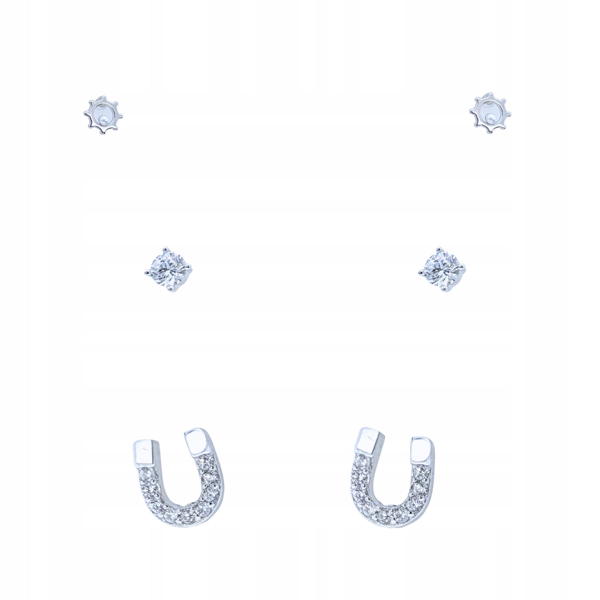 Stříbrné Náušnice Podkova Se Zirkony Tyčinky Stříbro O Ryzosti 925 Rhodiované