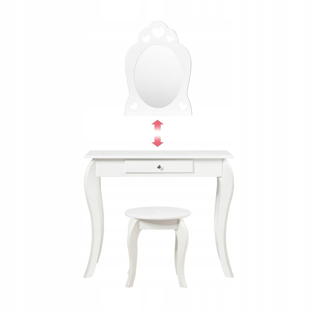 TOALETKA BIURKO DZIECIĘCE Z LUSTREM I TABORETEM Szerokość mebla 70 cm