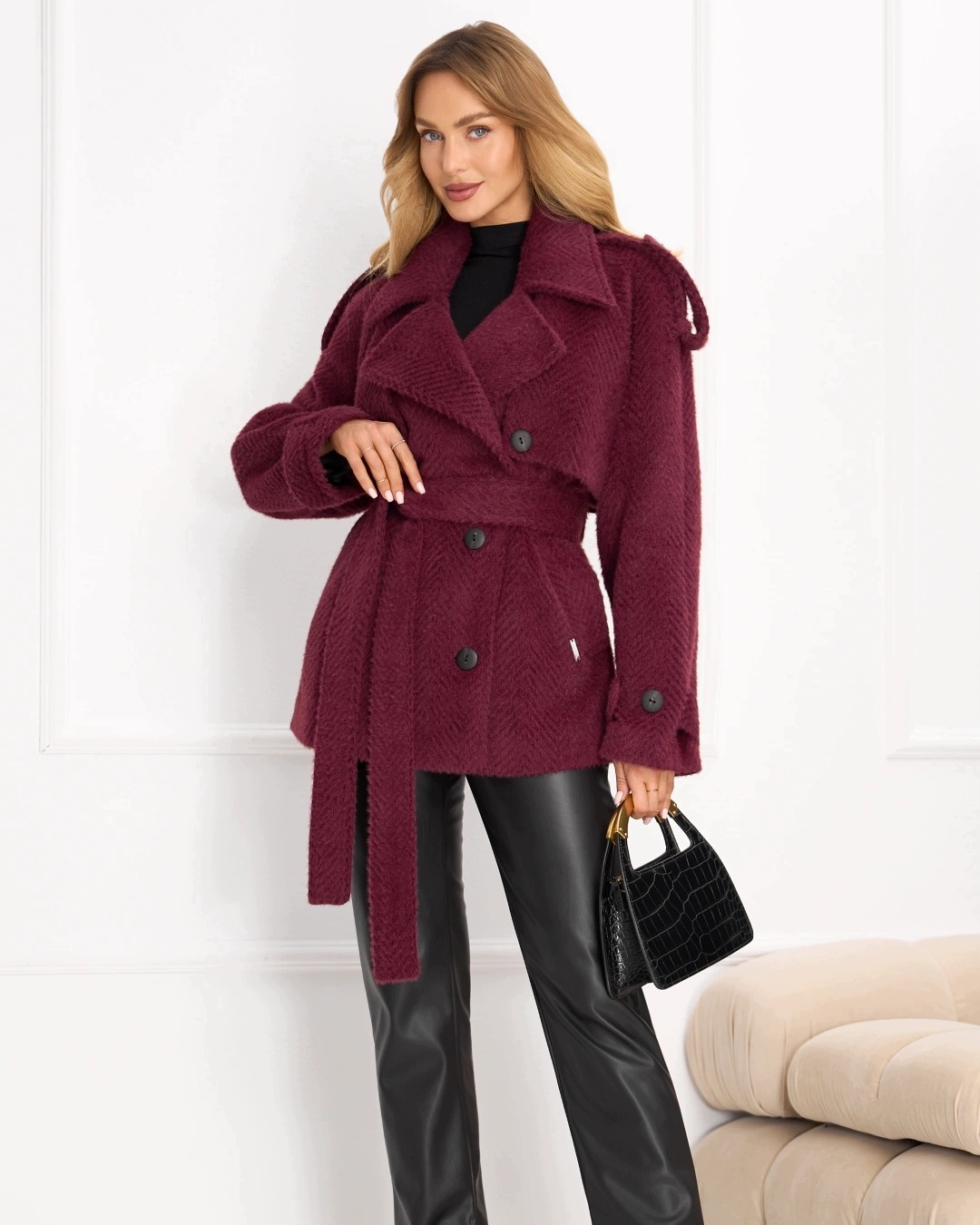 Zartex dámský kabát klasický dvouřadý Sydney Mulberry AW26 vel. M/L