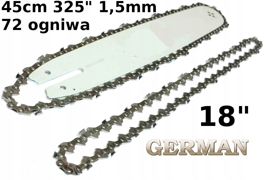 Vodicí Lišta 45CM 18'' 2X Pilový Řetěz Pro Pilu Husqvarna