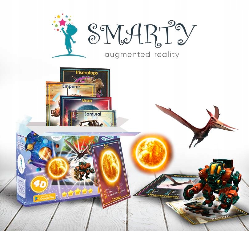 Smarty Interaktywne KARTY 4D ROBOTY PLANETY PREZEN