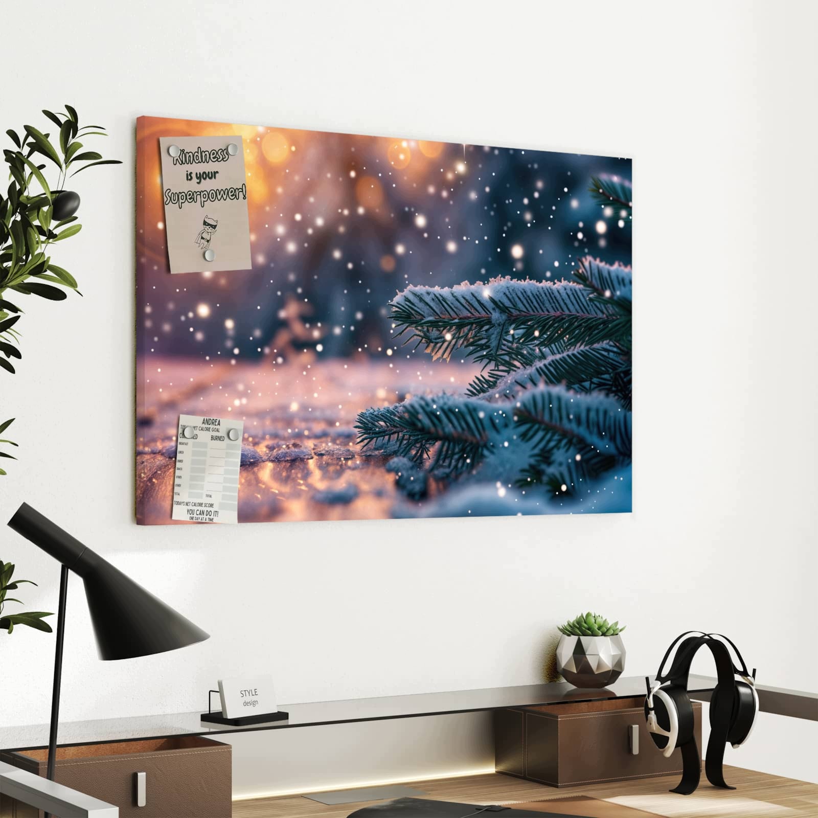 Magnetická tabule Zimové Galouzki jodly 60 × 40 cm