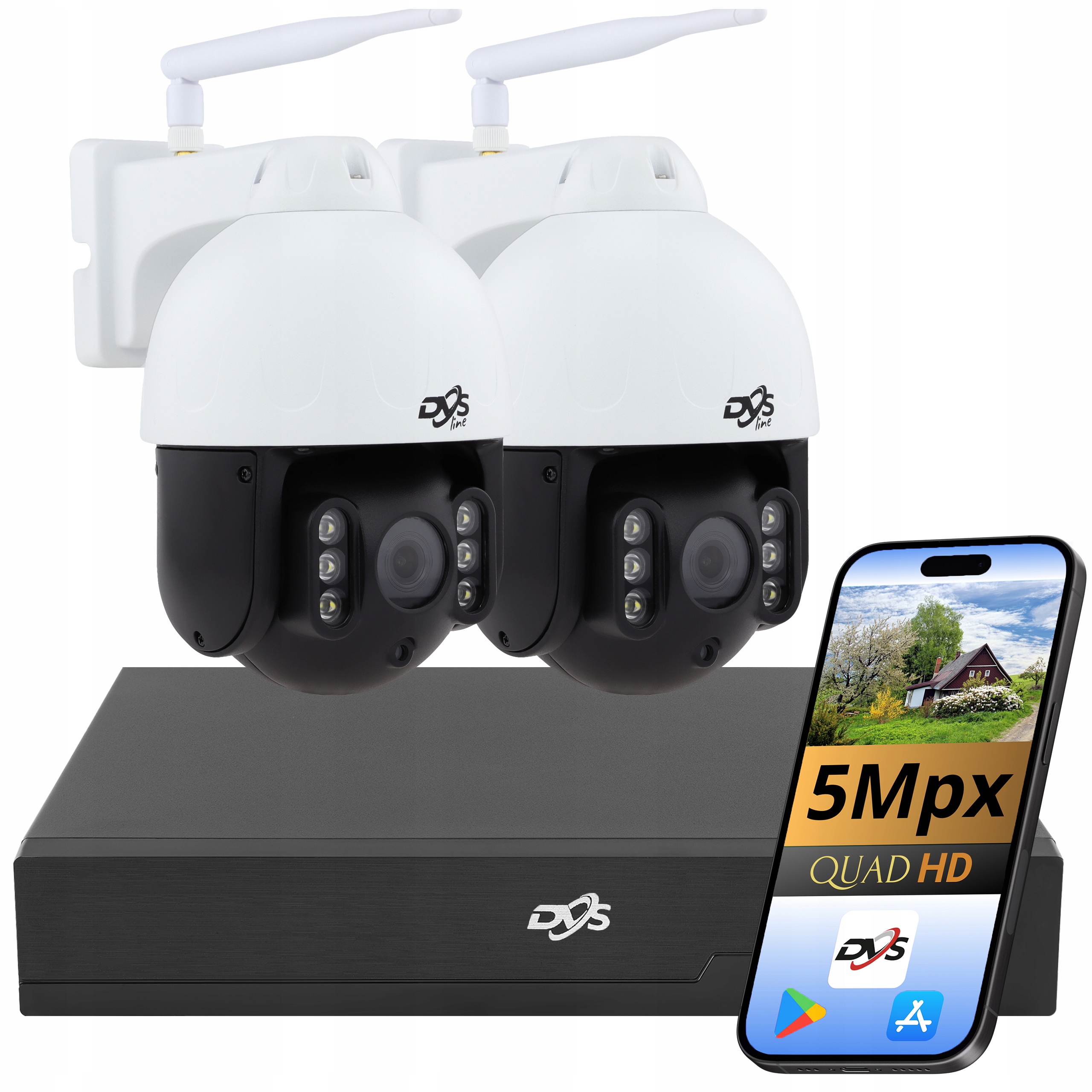 Sada 5Mpx Wifi Kamer 2 Bezdrátové Otočné Kamery Pro Monitorování Dvs