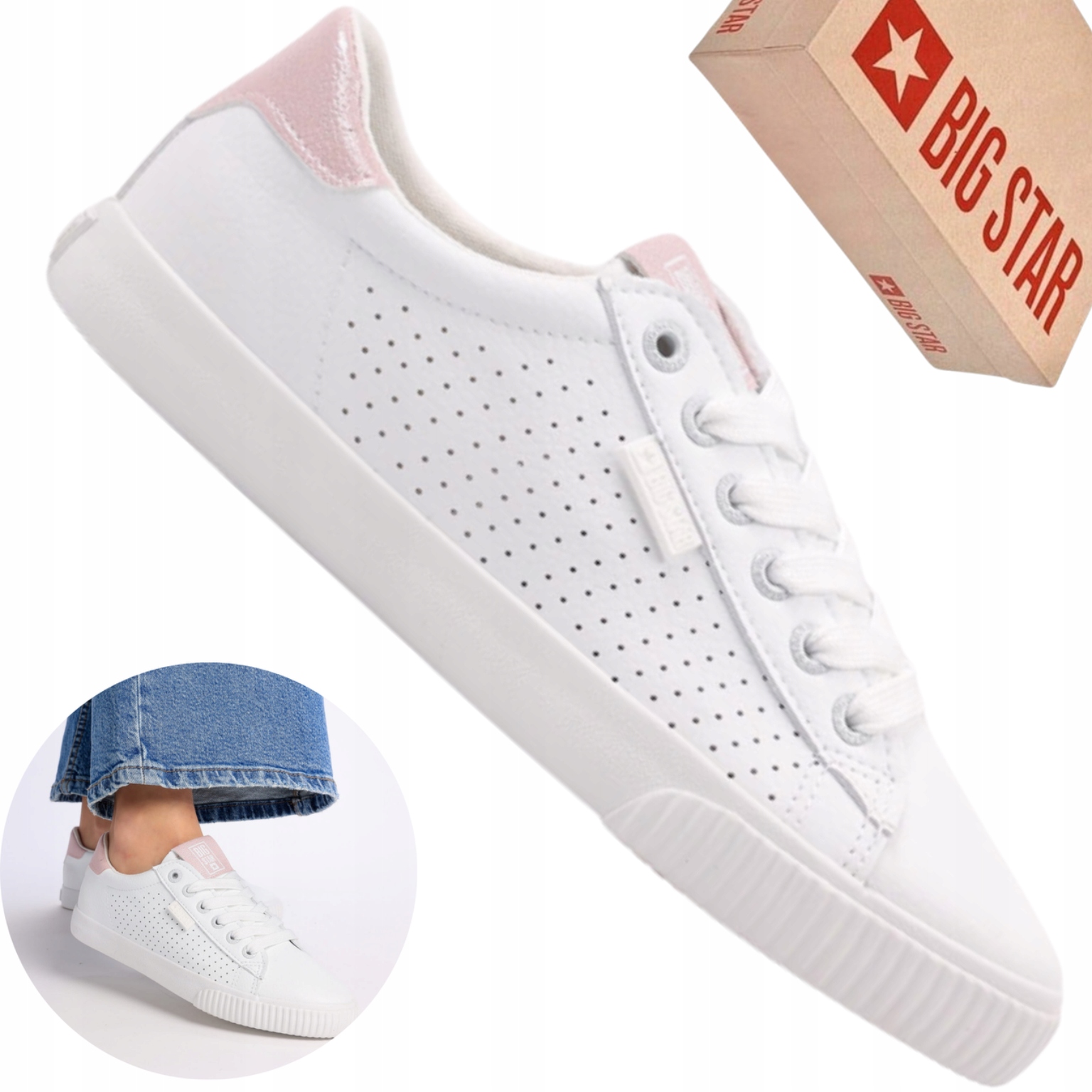 Trampki damskie Big Star HH274073 białe sneakersy casual