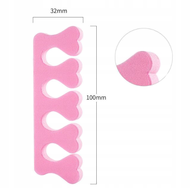 Separator do paznokci różowy miękki do pedicure 1 Para Pink Soft Materiał pianka