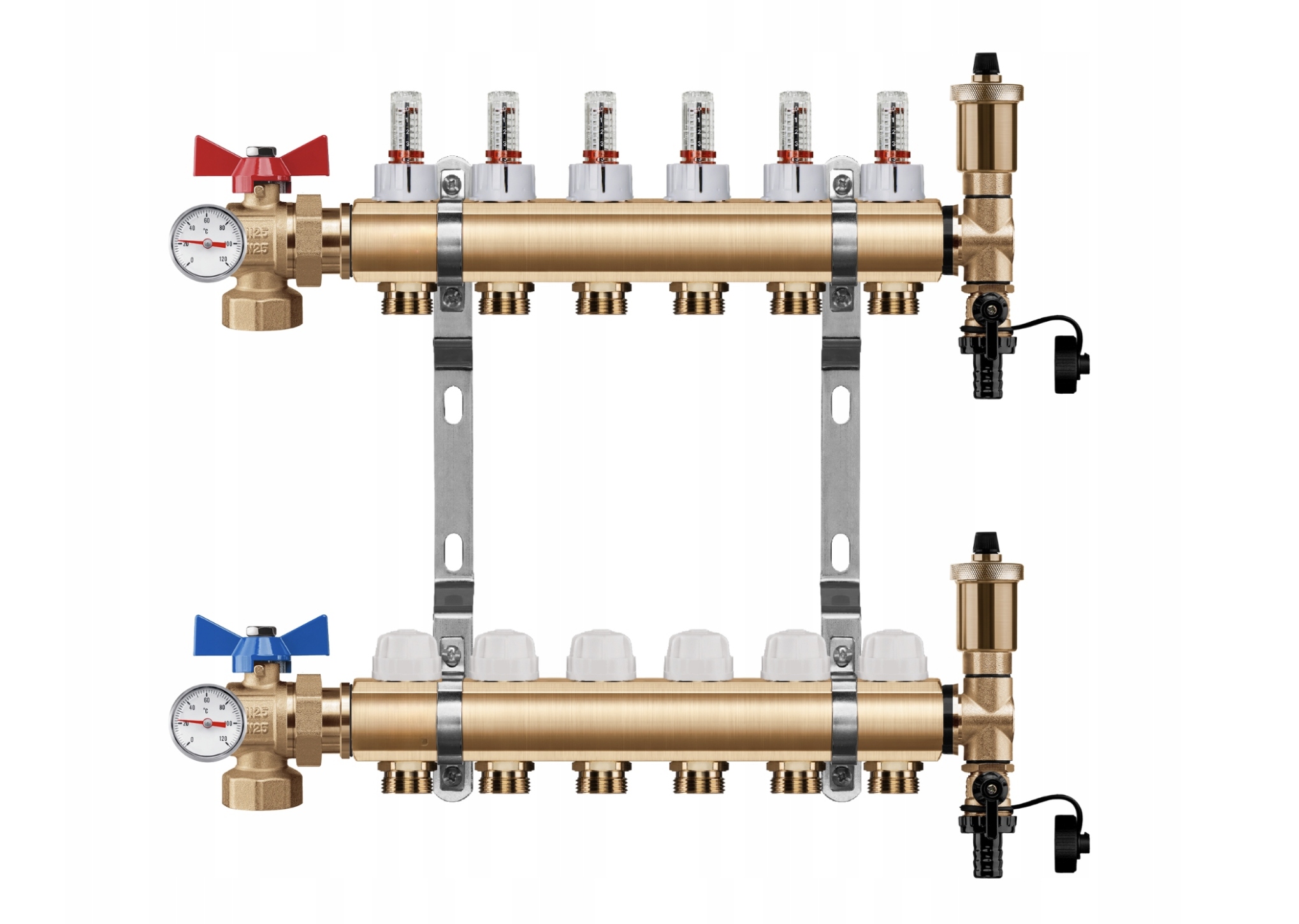 Rozdělovač podlahového vytápění 6 +pex Úhlový Kulový Ventil