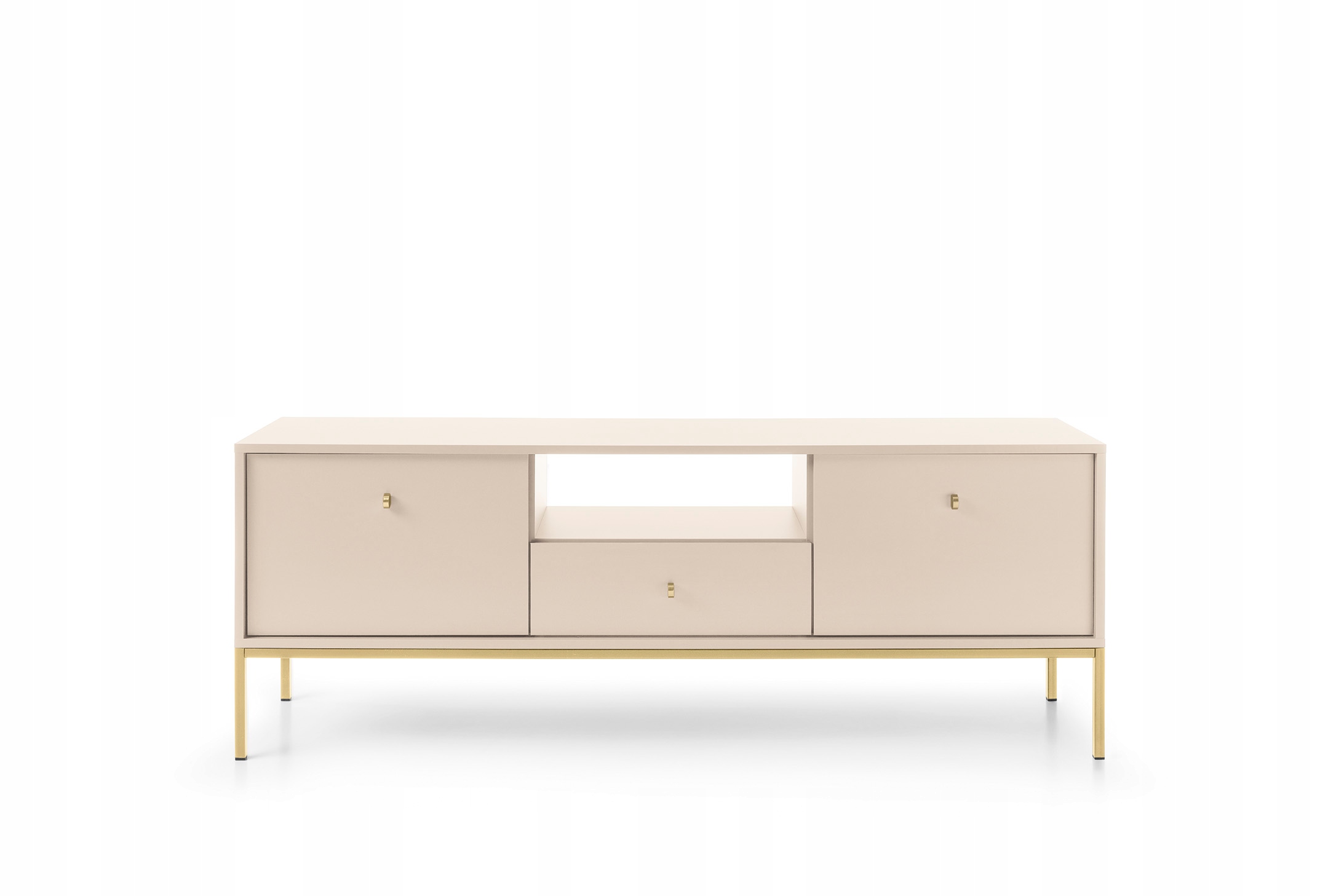 SZAFKA RTV MRTV154 MONO beż piaskowy ZŁOTY stelaż Głębokość mebla 39 cm