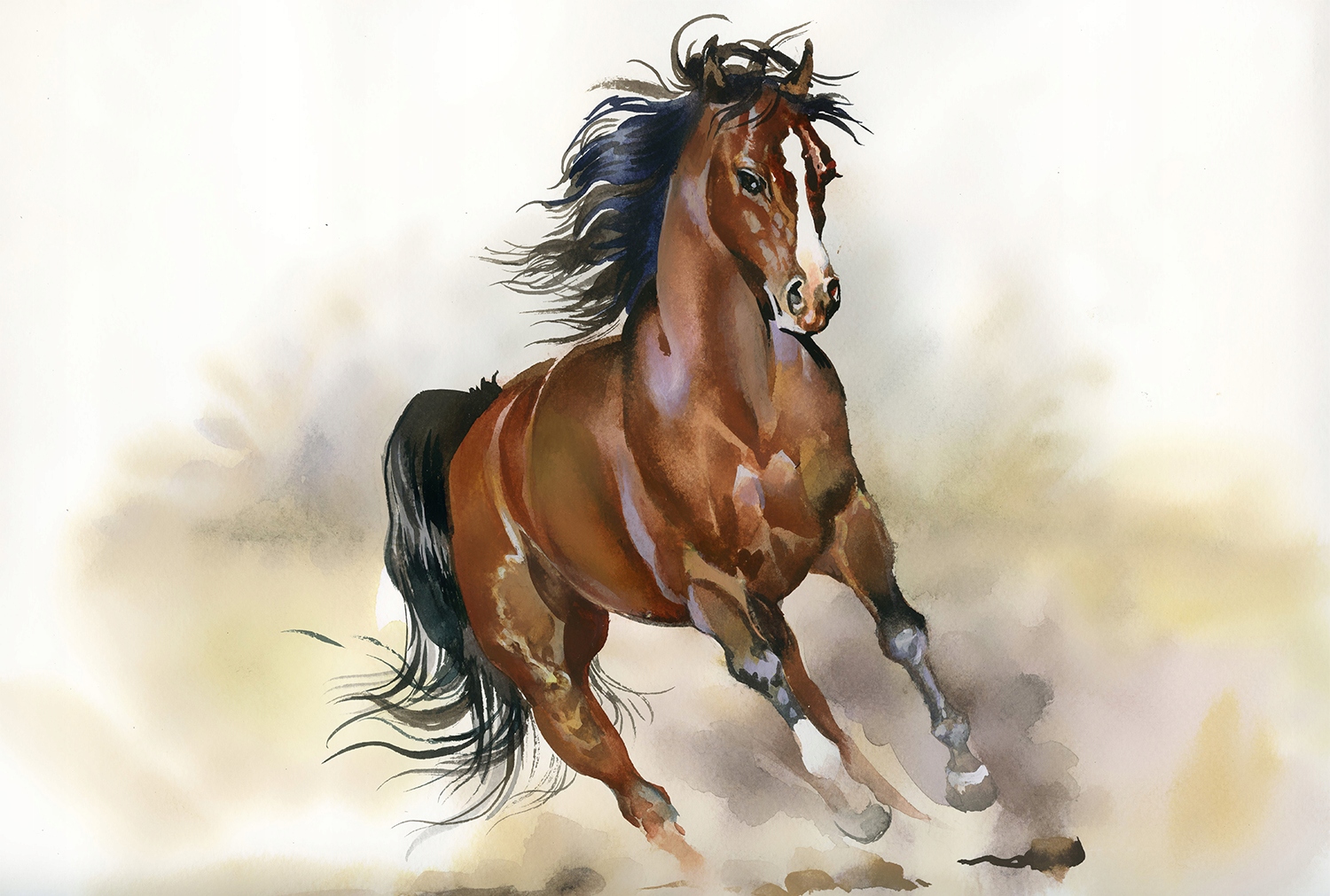 Vinylová vliesová tapeta pro dívky, kůň kaštan ve cvalu, 368 x 248 cm