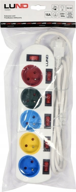 PRZEDŁUŻACZ LISTWA ZASILAJĄCA 5 GNIAZD 2m WYŁĄCZ. Liczba gniazd 5