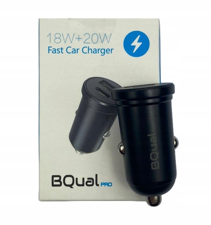 BQUAL MOCNA SZYBKA ŁADOWARKA SAMOCHODOWA USB USB-C TYP-C PD 20W 3A Quick