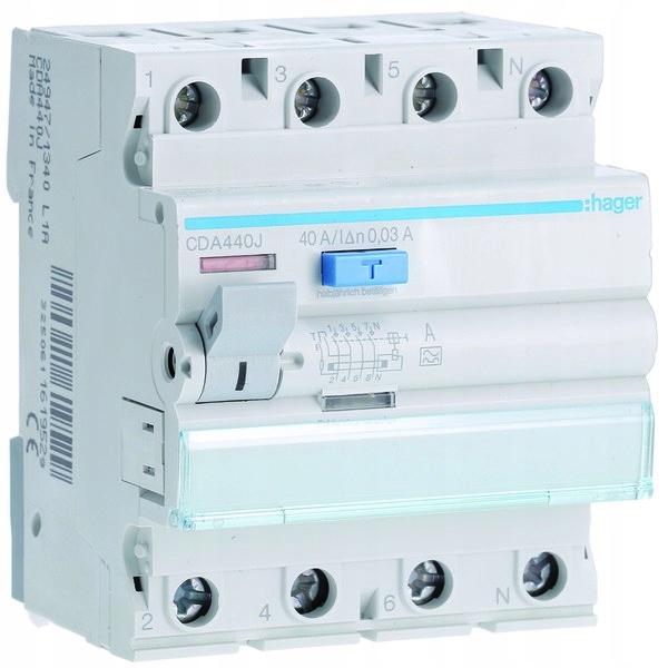 Proudový spínač 40A, 30mA, 4 pólový, typ A