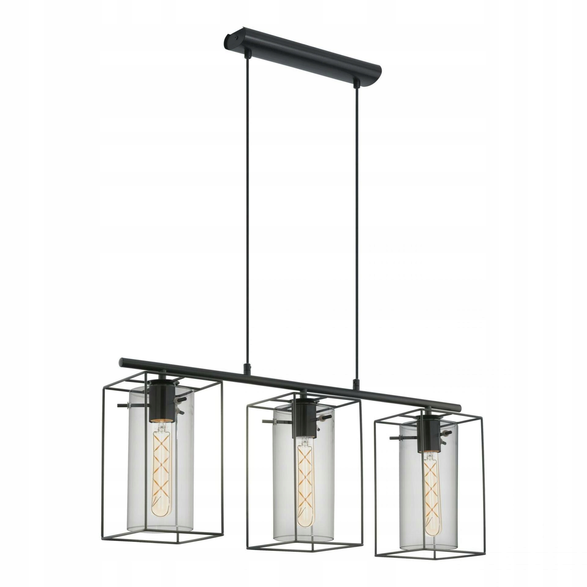 Závesné svietidlo Eglo Loncino E27 čierna oceľ sklo 3x180W 745mm