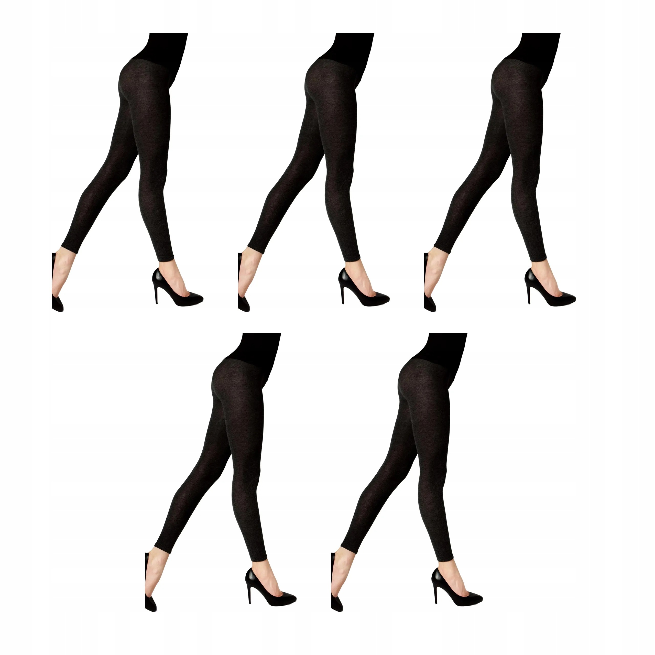 5 párů Dámské bavlněné legíny s vlnou 608 Cotton Legs 5 x černá 2-S