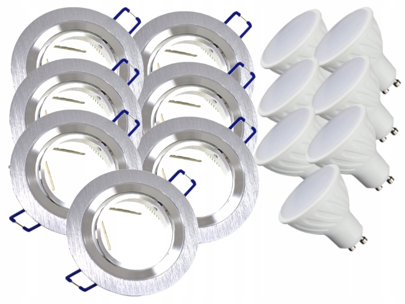 7x Hliníková Lampa Inox Stropní Zapuštěná Led Žárovky 10W