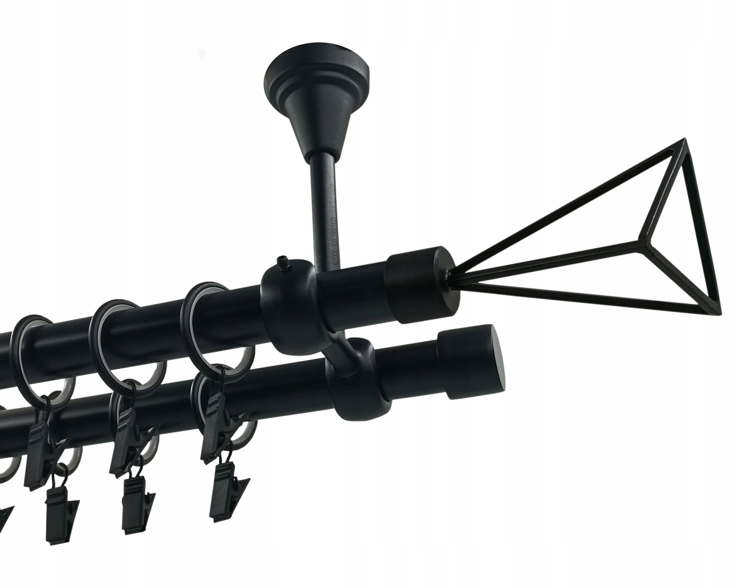 Garnýž dvojitá Kovový Stropní kartáč 19+19 mm Černý Mat 320 cm Geometrický