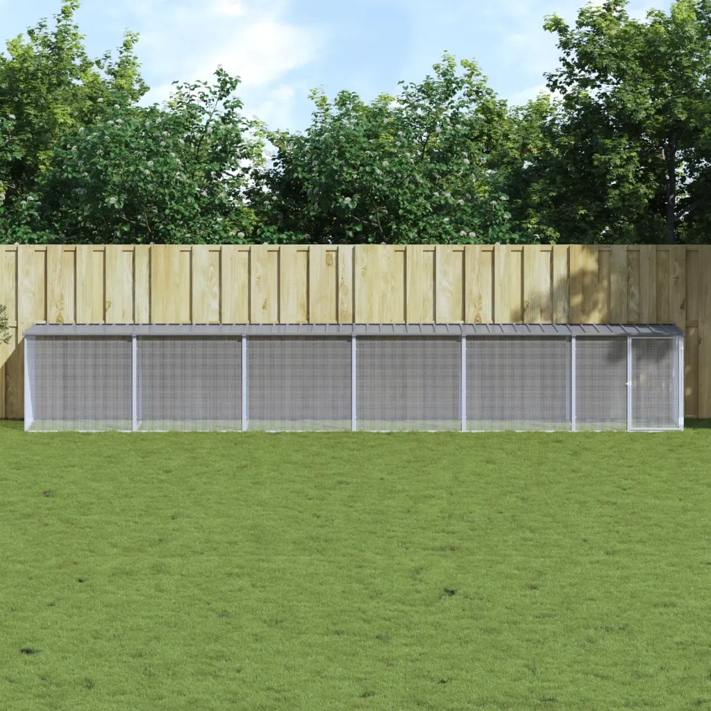 Levně Klec pro kuřata se střechou světle šedá 603 x 98 x 90 cm ocel
