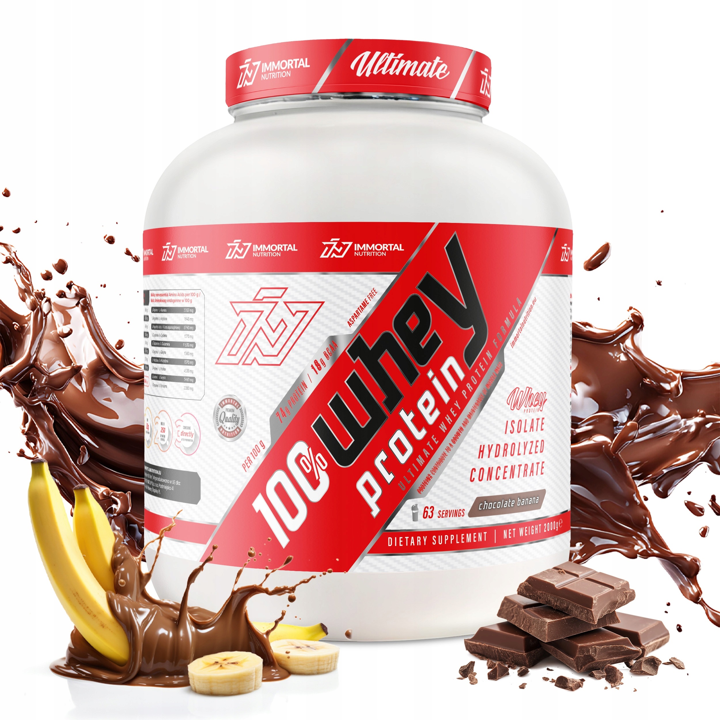 Immortal 100% Whey Protein Instant 2000 g Protein Wpc Wpi Wph 100% Whey