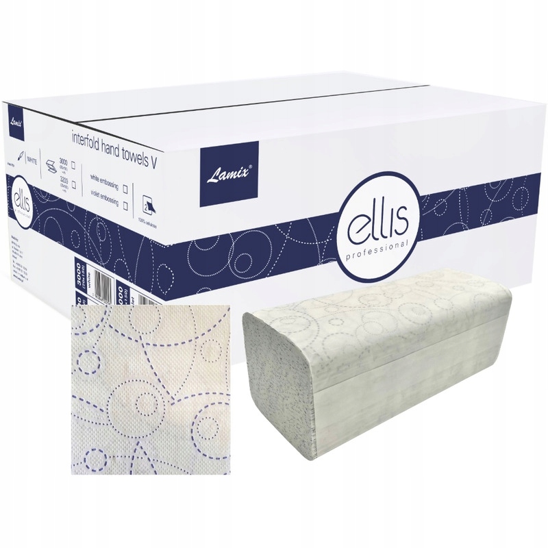 Skládací ručníky Ellis V-Fold 2w celulóza bílé (20x150)