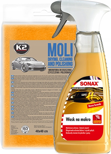 SONAX WOSK CARNAUBA NA MOKRO + MIKROFIBRA MOLI K2