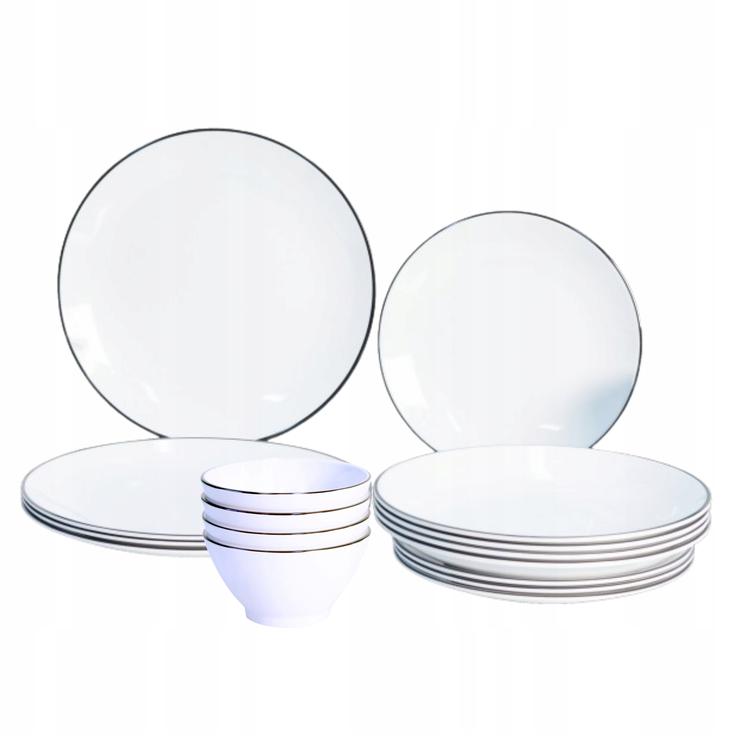 Zestaw obiadowy 12 elementów dla 4 Osób Linea Black Melamina Gimex