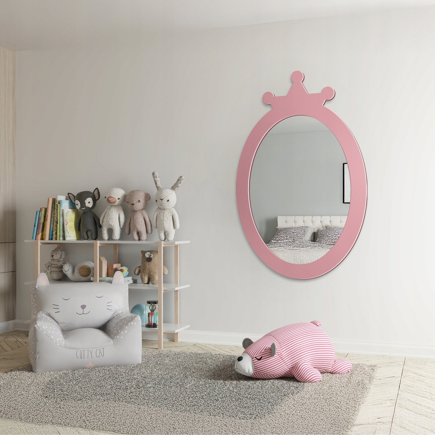 Zrcadlo Princezna pro dítě v růžovém rámu mdf 40x59