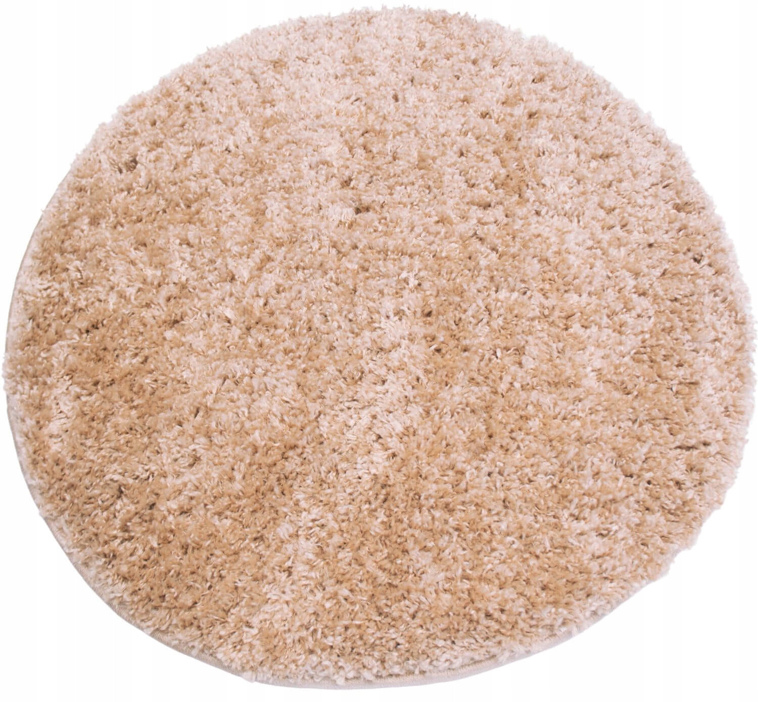 Koberec Shaggy Kulatý Chlupatý Do Obývacího Pokoje Ložnice Plyšový Béžový 120X120