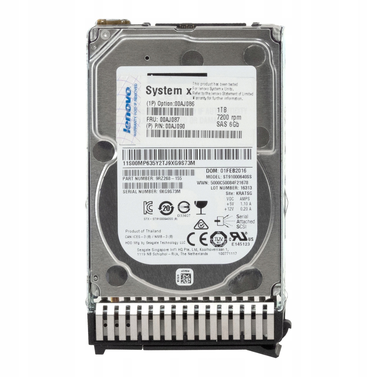 Lenovo 00AJ087 00AJ090 1TB 7.2K 64MB SAS-2 2.5'' ST91000640SS