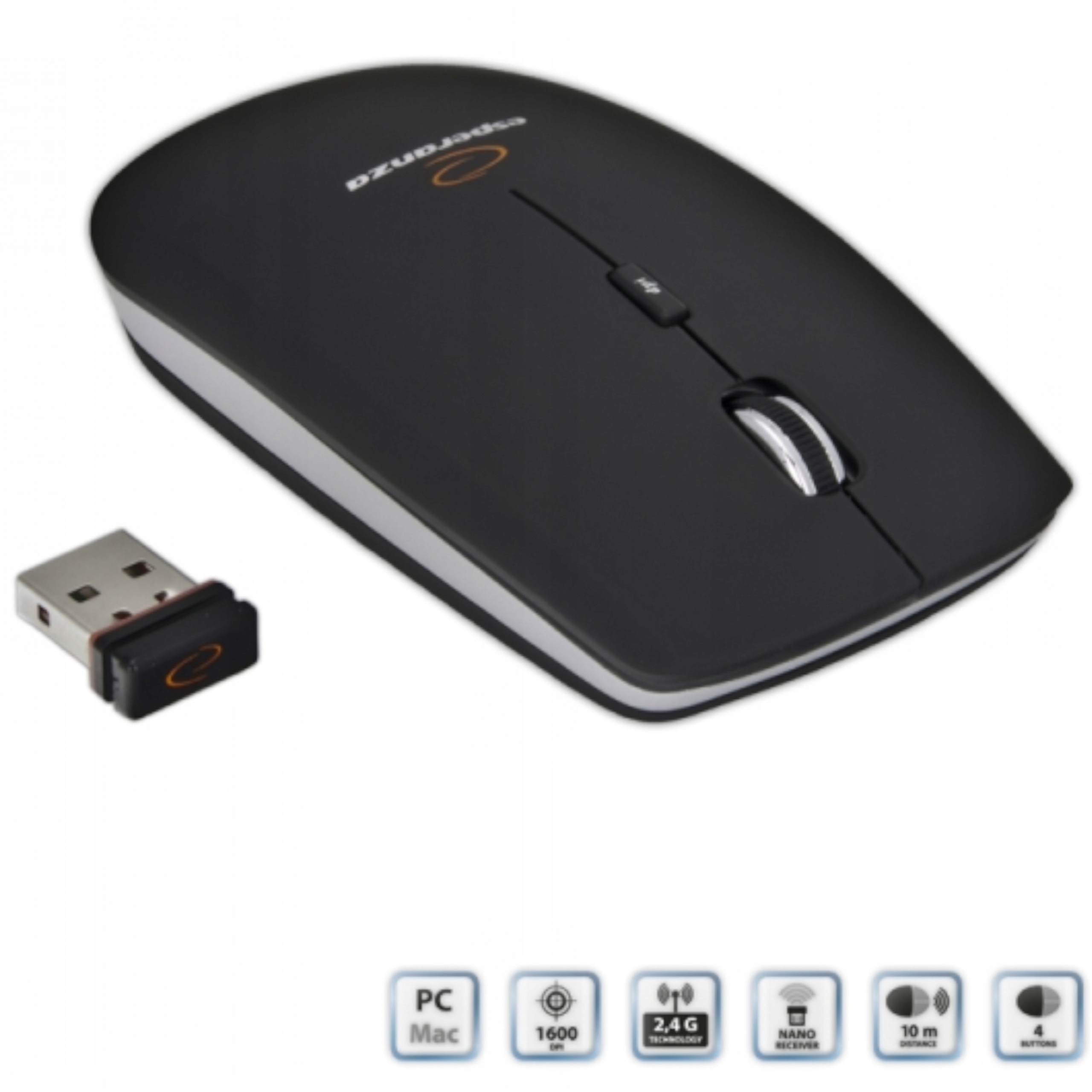 

Mysz Bezp. Płaska Esperanza Saturn 2,4 GHz Usb