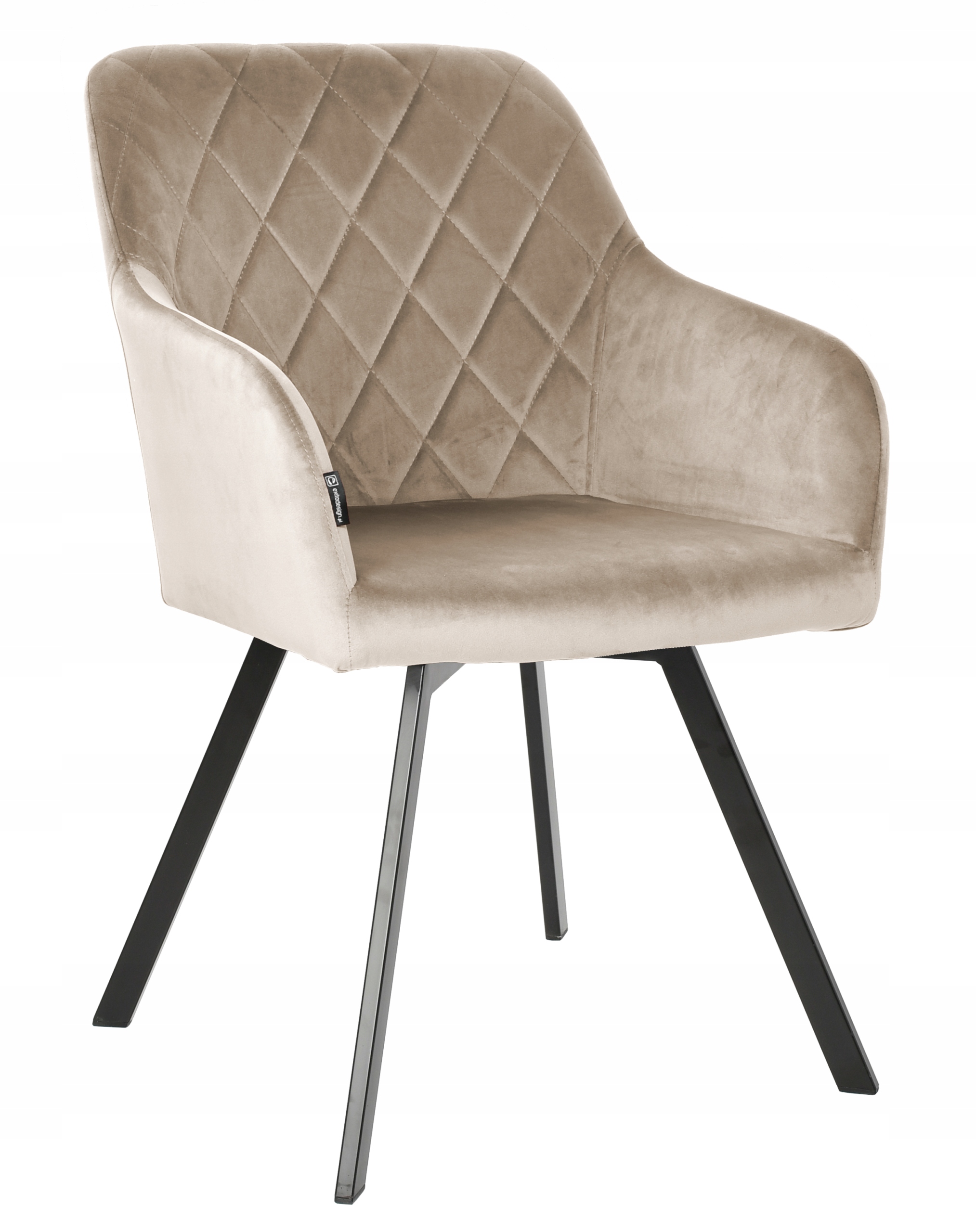 Krzesło obrotowe tapicerowane welurowe salon jadalnia PANKO velvet beżowe Szerokość siedziska 40 cm