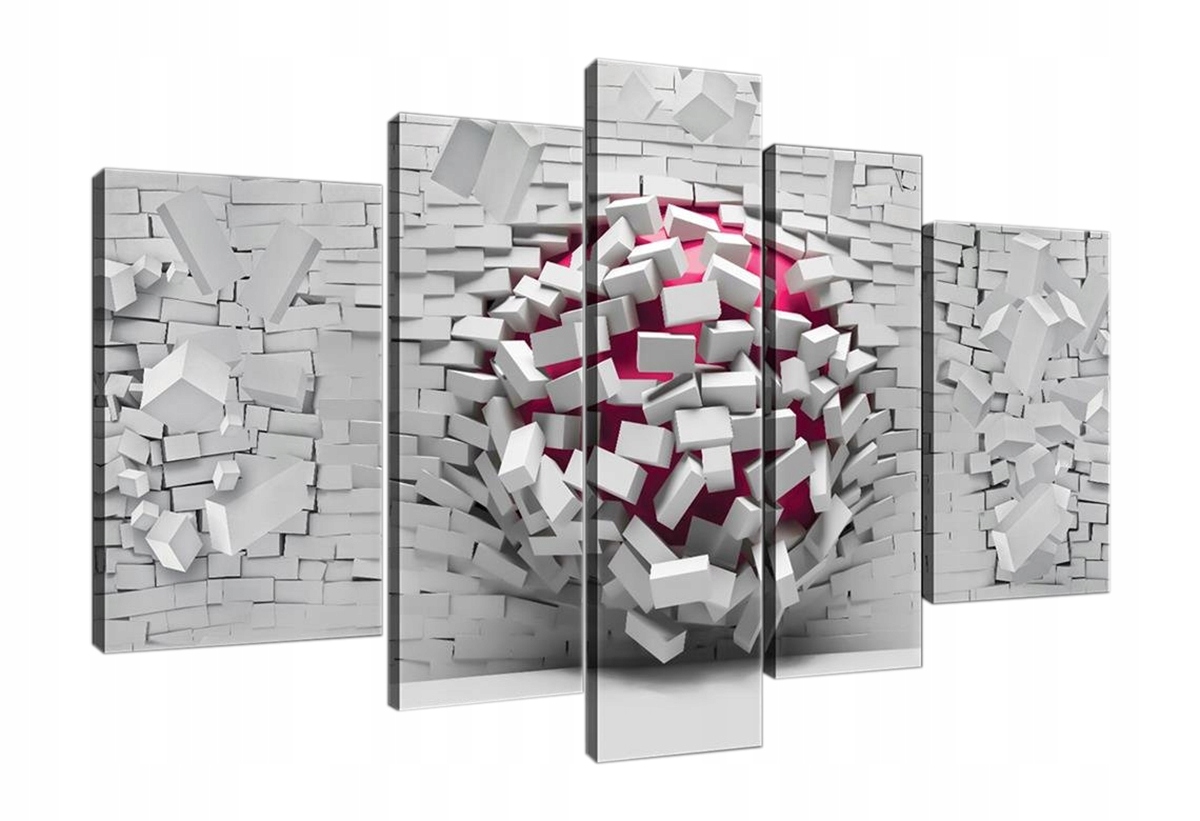 Obraz Na Plátne Canvas 170x100 Stena Tehly Guľa Explózia Výbuch 3D