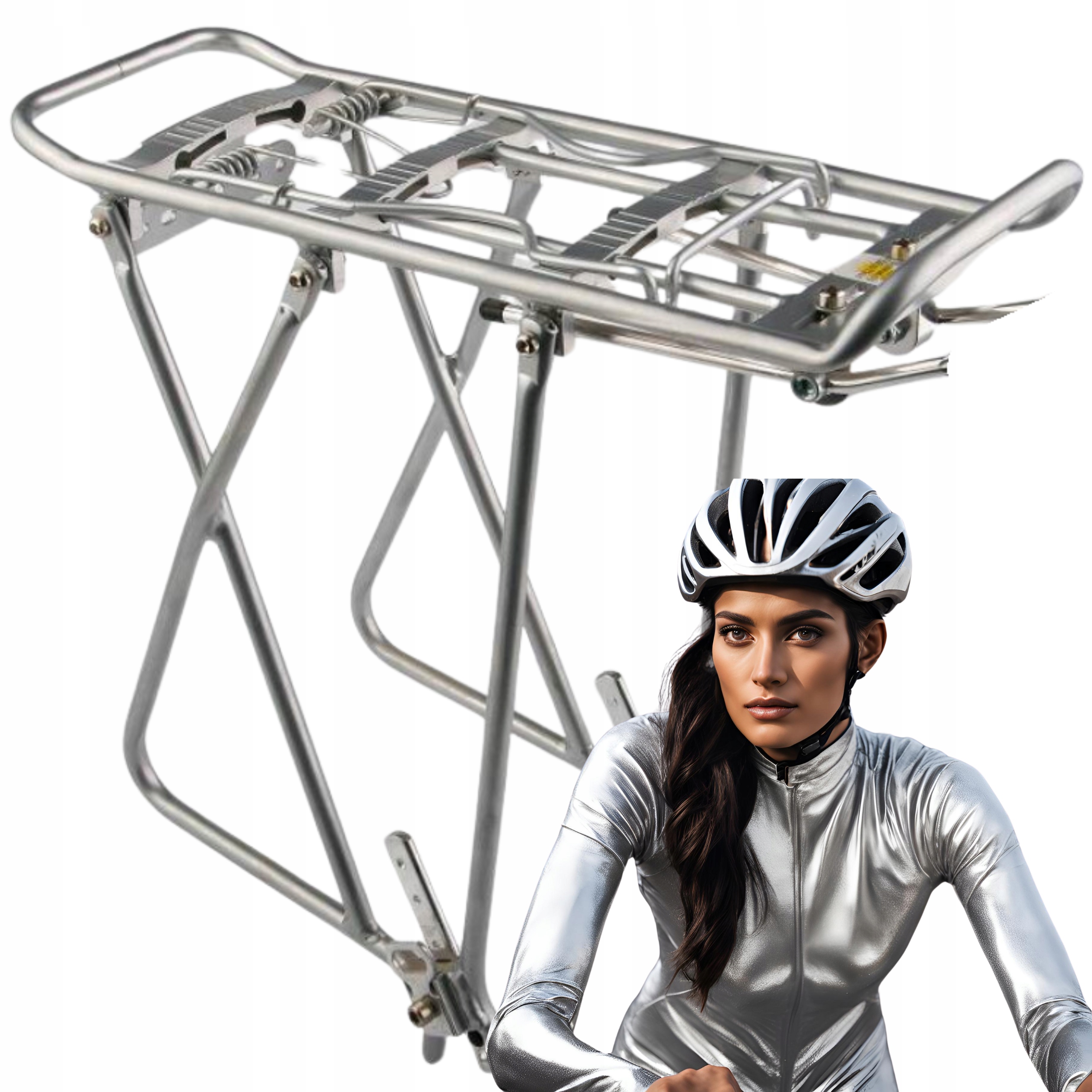 Stříbrný hliníkový nosič na kolo 26-28 palců, nastavitelný, lehký a odolný