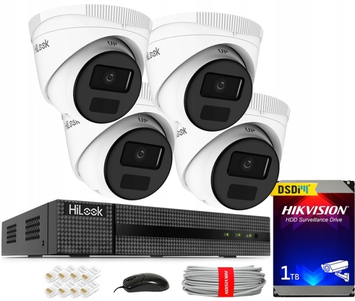 Sada Monitorování Ip 4 Kamery 4MPX IPC-T241H-C Ip Hilook Hikvision Nvr Poe