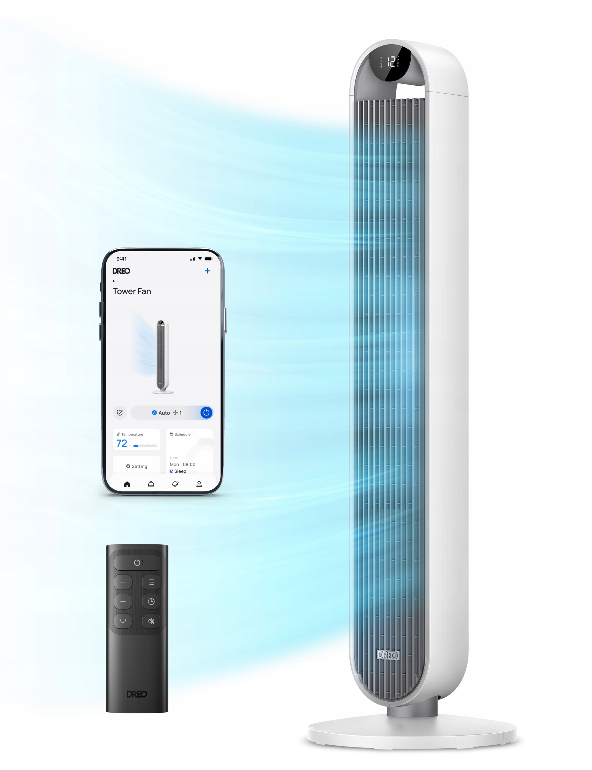 Stĺpový ventilátor Dreo Diaľkový Ovládač Max S-iot WiFi – inteligentné chladenie