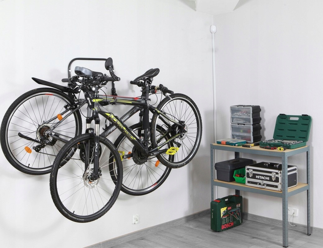 WIESZAK NA ROWER HULAJNOGĘ NA ŚCIANĘ UCHWYT ROWEROWY ZA RAMĘ SKŁADANY MOCNY Liczba stanowisk 1