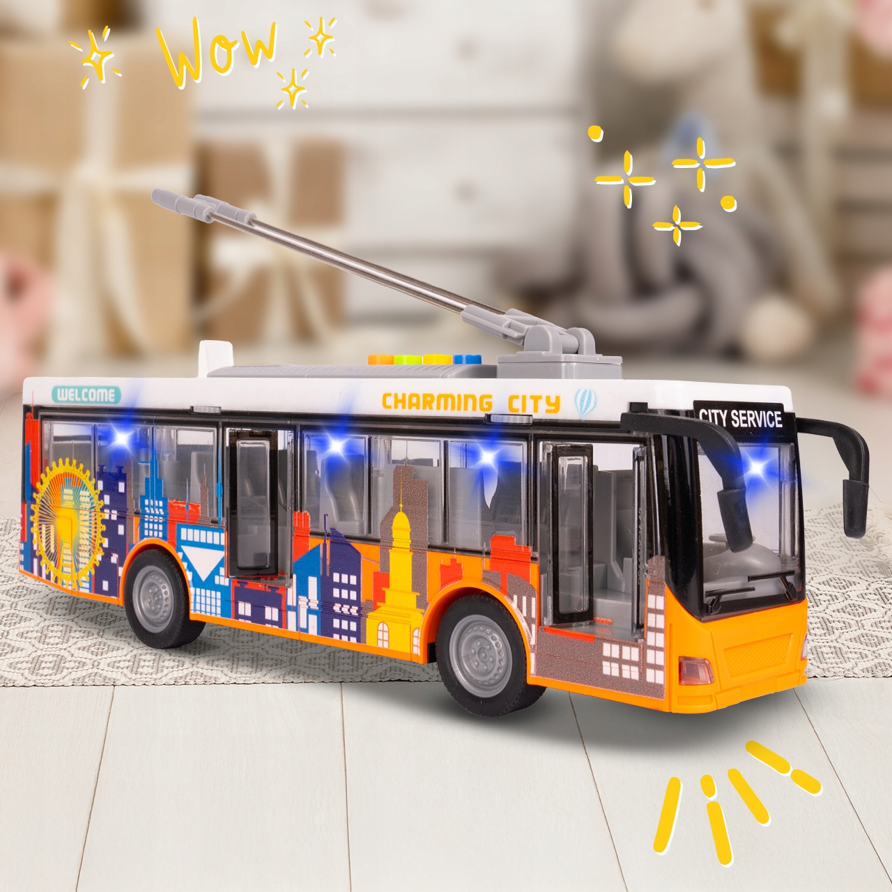 STADTBUS OBERLEITBUSS TÜREN ZUM ÖFFNEN LICHTER SOUNDS FAHRT 1:16 Soundeffekte Bewegung Licht
